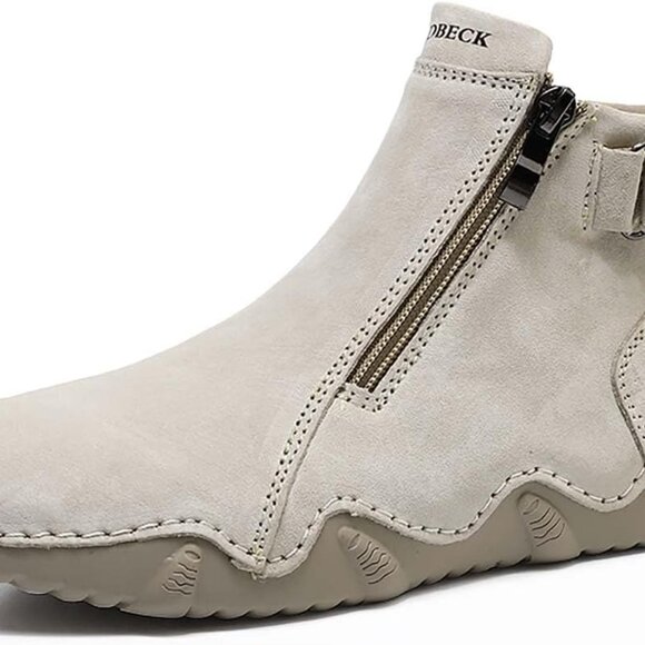 Women's Waterproof Suede Ankle Boots 9 Khaki Slip-On Comfort All-Season - Picture 1 of 4